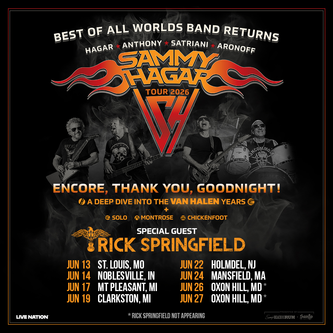 Sammy Hagar Best of All Worlds Tour Poster 2026